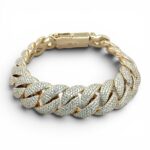 9k Yellow Gold Iced Out with Cz Stones Miami Cuban Bracelet - 14.5 mm - Image 5