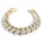 9k Yellow Gold Iced Out with Cz Stones Miami Cuban Bracelet - 14.5 mm - Image 2