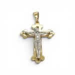 14k Yellow & White Gold Crucifix Cross Pendant - Image 3