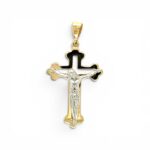 14k Yellow & White Gold Crucifix Cross Pendant