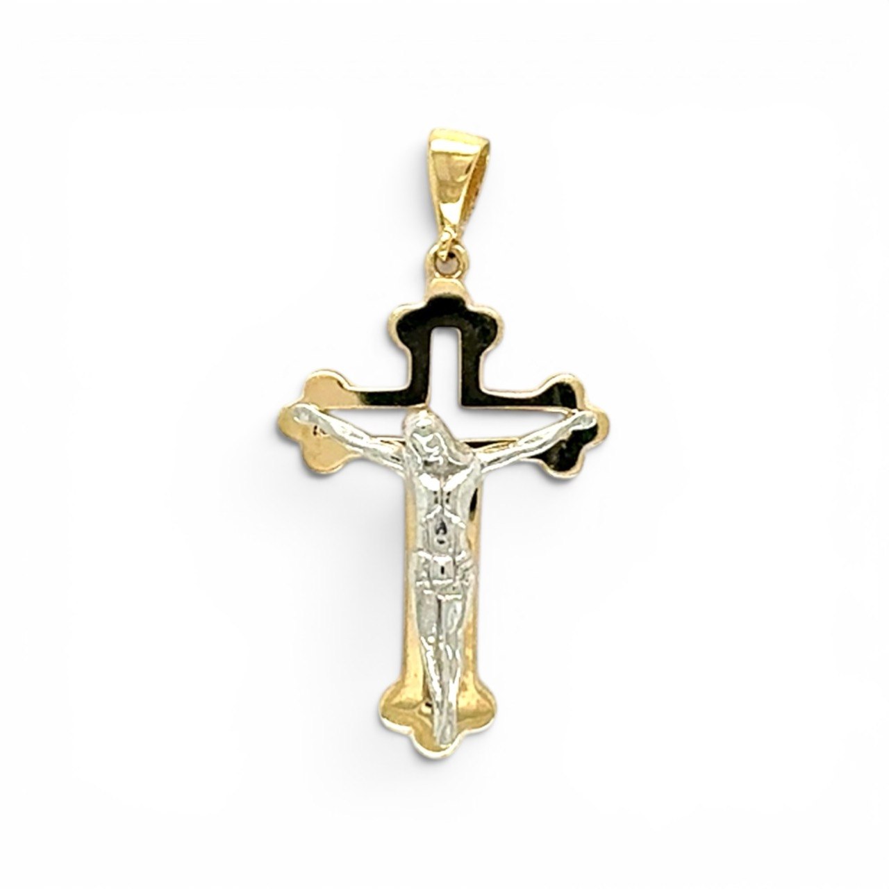 14k Yellow & White Gold Crucifix Cross Pendant - Image 1