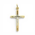 14k Yellow & White Gold Crucifix Cross Pendant