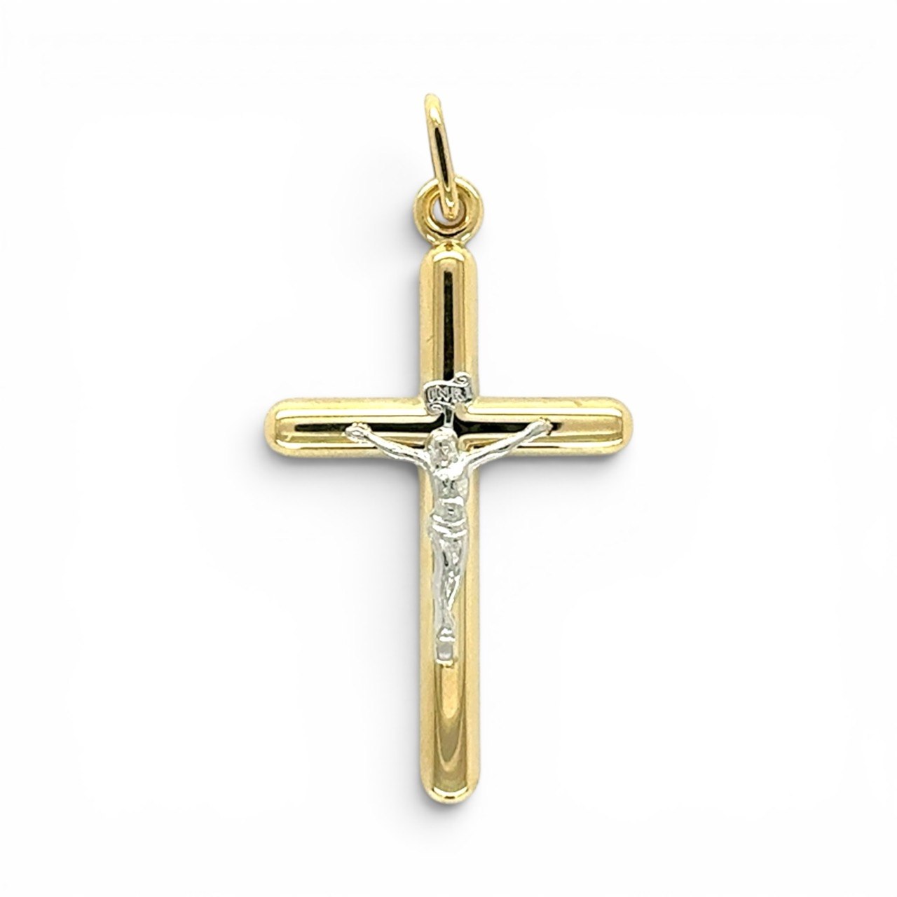 14k Yellow & White Gold Crucifix Cross Pendant - Image 1