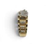 14k Yellow Gold Rolex Inspired Signet Ring With Cubic Zirconia Stones - Image 6