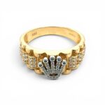 14k Yellow Gold Rolex Inspired Signet Ring With Cubic Zirconia Stones