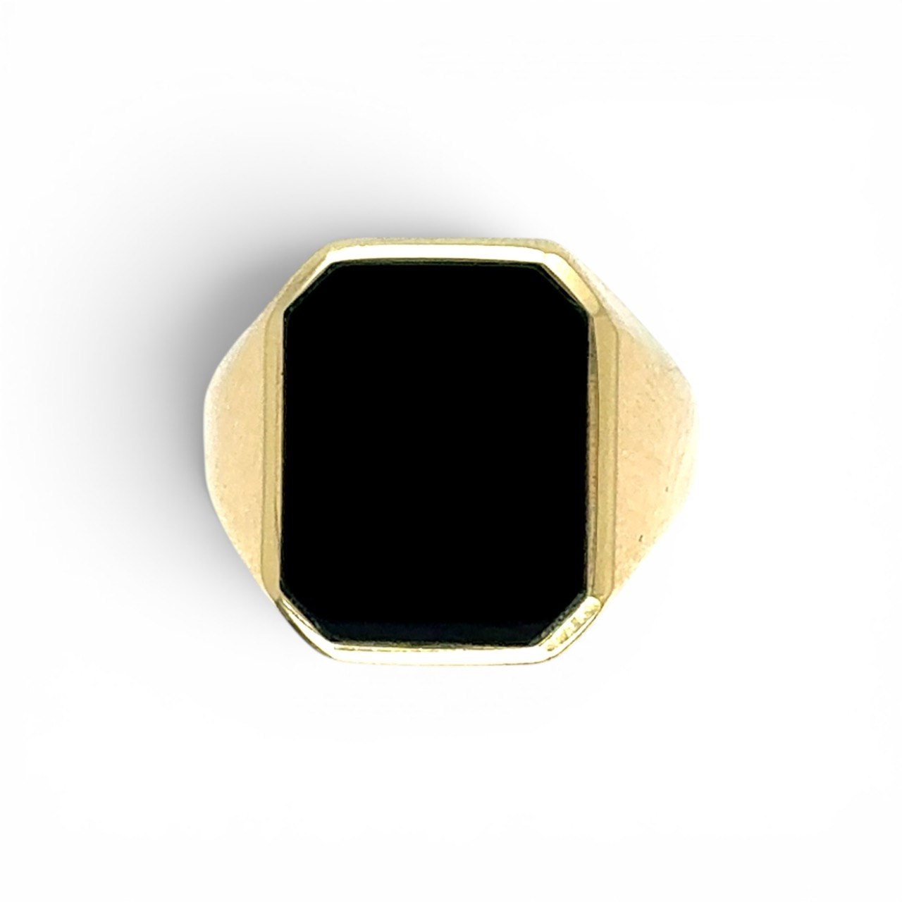 14k Yellow Gold Plain Rectangle Onyx Ring - Image 1
