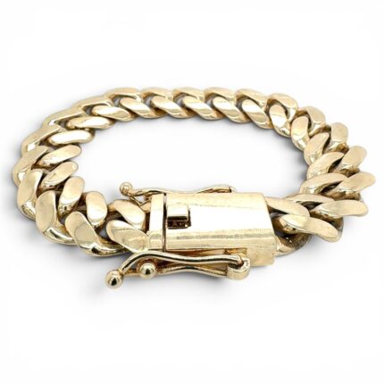 9k Yellow Gold Miami Cuban Bracelet Light Links - 16 mm