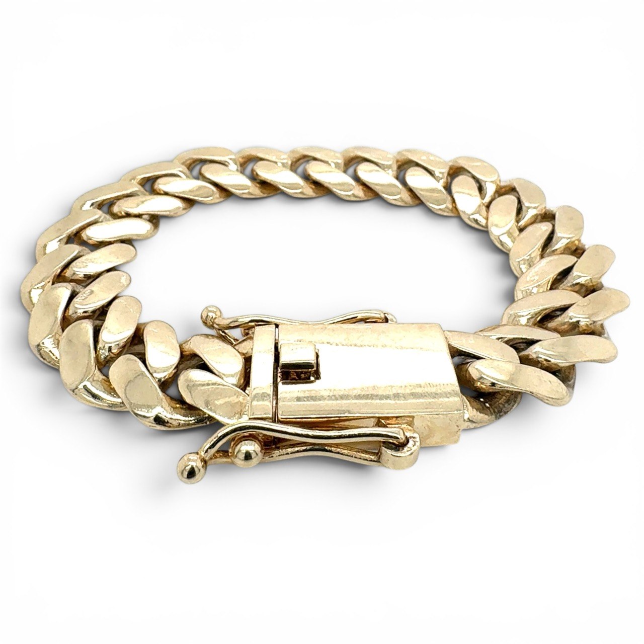 9k Yellow Gold Miami Cuban Bracelet Light Links - 16 mm - Image 1
