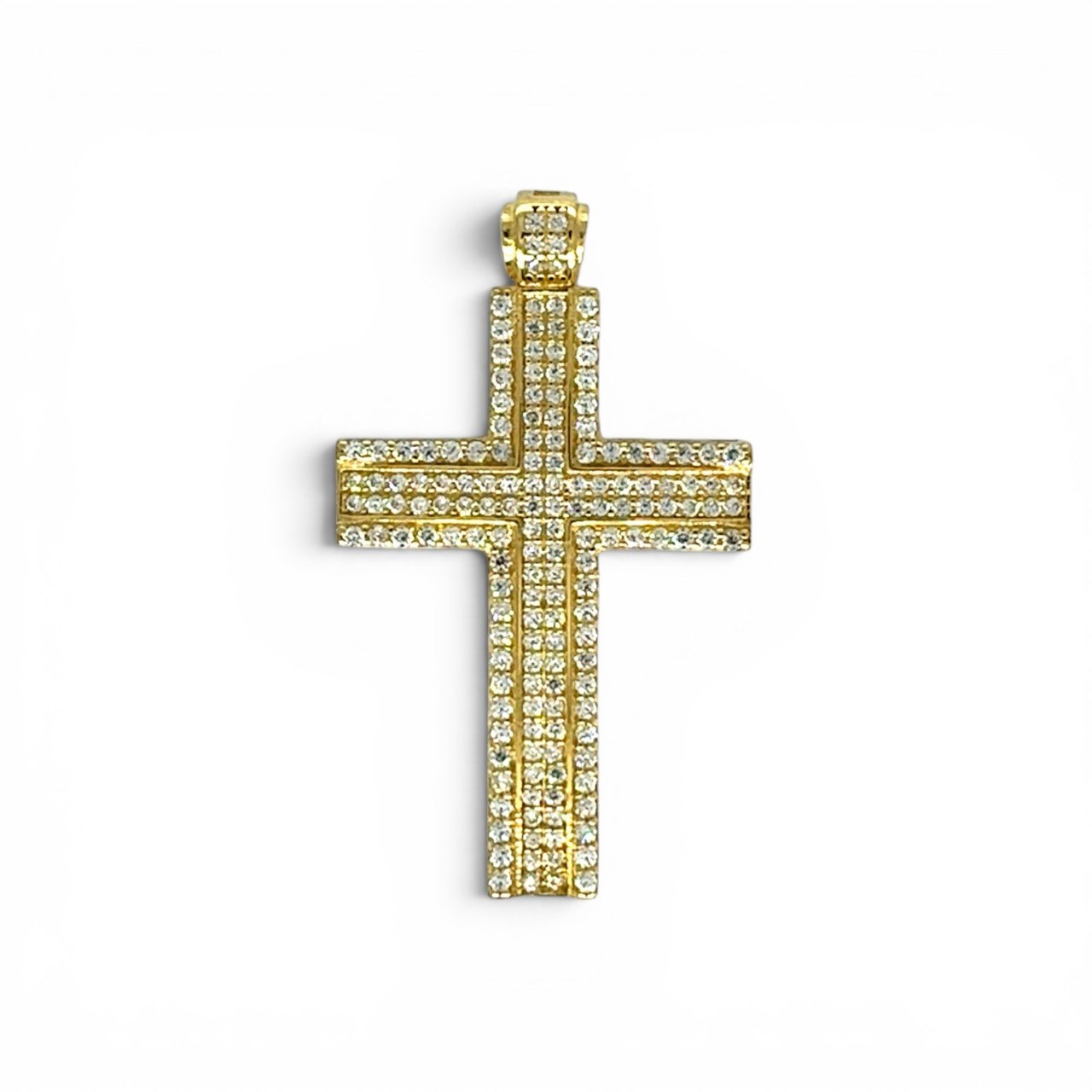 14k Yellow Gold Cz Cross Pendant - Image 1