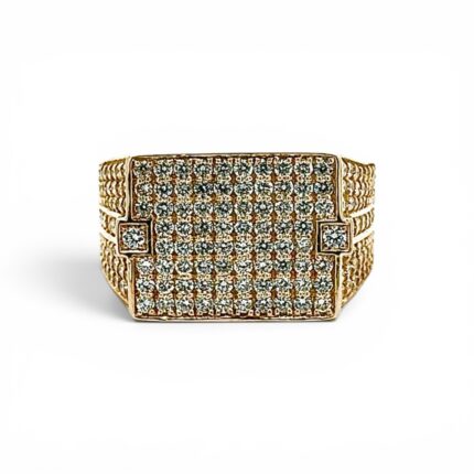 9k Yellow Gold Lab Grown Diamond Set Signet Ring
