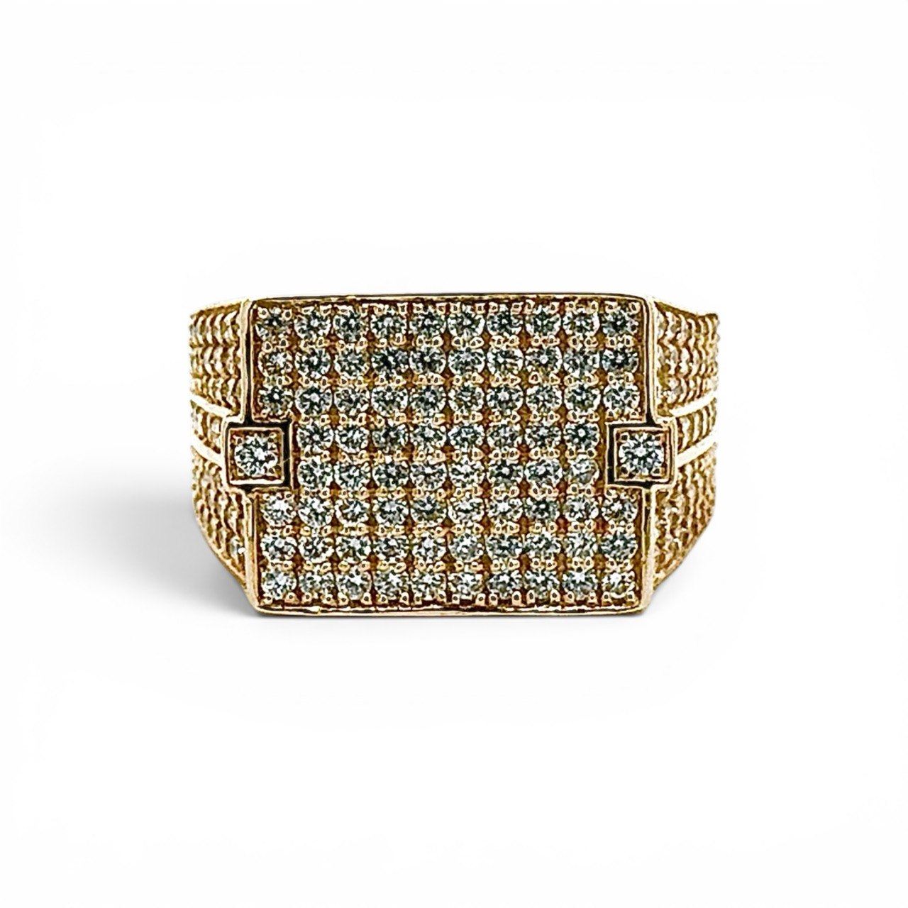 9k Yellow Gold Lab Grown Diamond Set Signet Ring - Image 1
