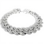 925 Sterling Silver Iced Out Cuban Bracelet - 13 mm
