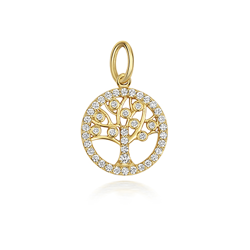 9k Yellow Gold Diamond Set Tree Of Life Pendant - Image 1
