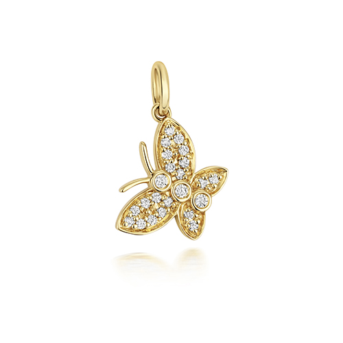 9k Yellow Gold Diamond Set Butterfly Pendant - Image 1