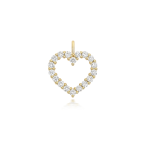 9k Yellow Gold Diamond Set Heart Pendant - Image 1
