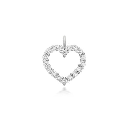9k White Gold Diamond Set Heart Pendant