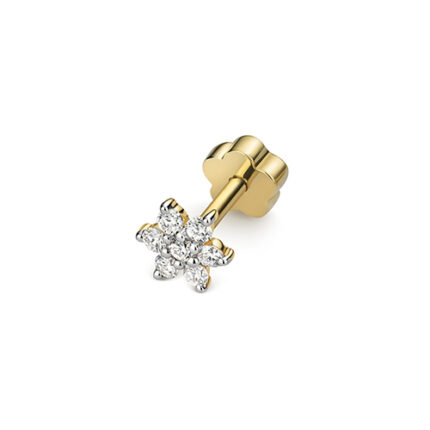 9k Yellow Gold Diamond Flower Cartilage Stud -THED913