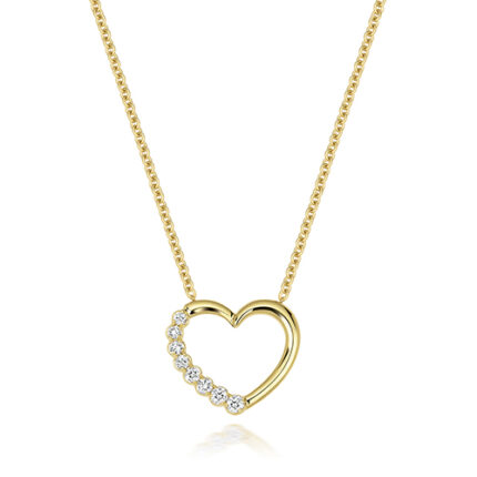 18k Yellow Gold Diamond Set Fancy Heart Necklace