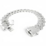 925 Sterling Silver Iced Out Baguette Cuban Bracelet - 13.5 mm - Image 4