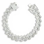 925 Sterling Silver Iced Out Baguette Cuban Bracelet - 13.5 mm