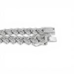 925 Sterling Silver Iced Out Waved Cuban Bracelet - 14.5 mm - Image 2