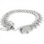 925 Sterling Silver Iced Out Waved Cuban Bracelet - 14.5 mm - Image 5