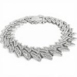925 Sterling Silver Iced Out Waved Cuban Bracelet - 14.5 mm - Image 4