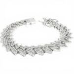 925 Sterling Silver Iced Out Waved Cuban Bracelet - 14.5 mm - Image 6
