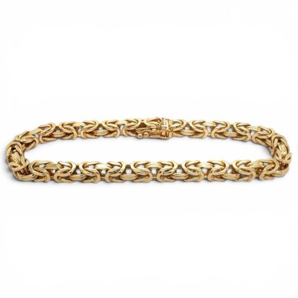 18k Yellow Gold Solid Byzantine Bracelet - 4.5 mm
