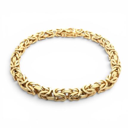 18k Yellow Gold Solid Byzantine Bracelet - 5 mm
