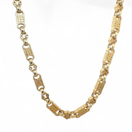 9k Yellow Gold Stars and Bars Belcher Chain - 6.5 mm