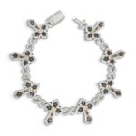925 Sterling Silver Multi-Color Iced Out Cross and Infinity Bracelet - 24 x 7 mm - Image 3