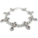 925 Sterling Silver Multi-Color Iced Out Cross and Infinity Bracelet - 24 x 7 mm