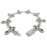 925 Sterling Silver Multi-Color Iced Out Cross and Infinity Bracelet - 24 x 7 mm - Image 2