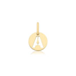 9k Yellow Gold Cut Out Round Initial Pendant - Small