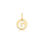 9k Yellow Gold Cut Out Round Initial Pendant - Small - Image 7
