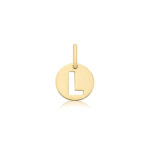 9k Yellow Gold Cut Out Round Initial Pendant - Small - Image 12