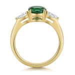 9k Yellow Gold Lab Grown Diamond and Emerald Set Ring - Image 3
