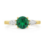 9k Yellow Gold Lab Grown Diamond and Emerald Set Ring - Image 2