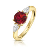 9k Yellow Gold Lab Grown Diamond and Ruby Set Ring