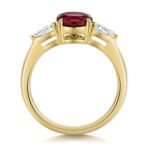 9k Yellow Gold Lab Grown Diamond and Ruby Set Ring - Image 3