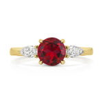 9k Yellow Gold Lab Grown Diamond and Ruby Set Ring - Image 2