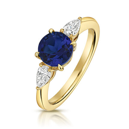 9k Yellow Gold Lab Grown Diamond and Sapphire Set Ring