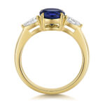 9k Yellow Gold Lab Grown Diamond and Sapphire Set Ring - Image 2