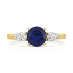 9k Yellow Gold Lab Grown Diamond and Sapphire Set Ring - Image 3