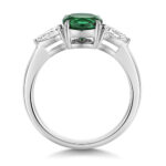 9k White Gold Lab Grown Diamond and Emerald Set Ring - Image 2