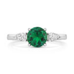 9k White Gold Lab Grown Diamond and Emerald Set Ring - Image 3