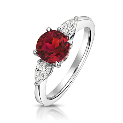 9k White Gold Lab Grown Diamond and Ruby Set Ring