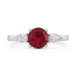 9k White Gold Lab Grown Diamond and Ruby Set Ring - Image 3