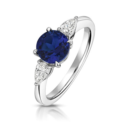 9k White Gold Lab Grown Diamond and Sapphire Set Ring